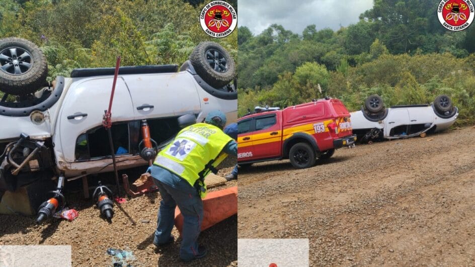 Criança morre em capotamento de caminhonete no interior de Curitibanos