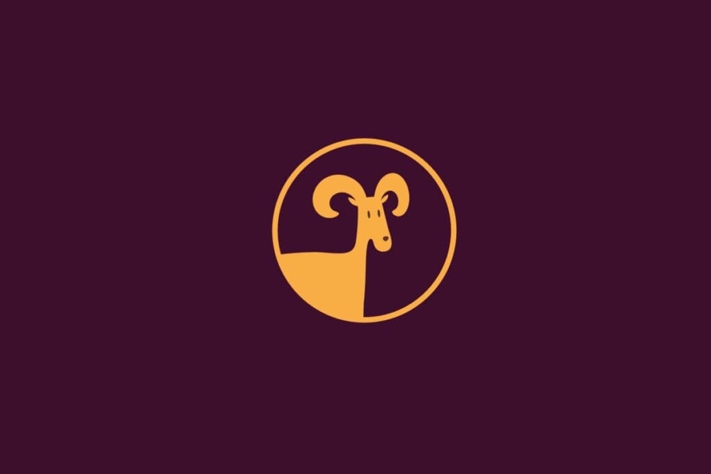 Ilustra&ccedil;&atilde;o em amarelo com fundo roxo do signo de &Aacute;ries