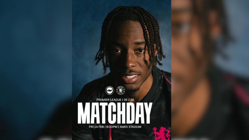 Imagem mostra arte do jogo do Chelsaea contra o Brighton