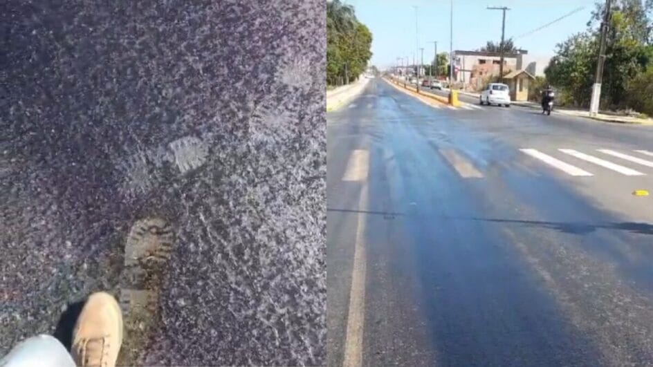 VÍDEO: Calor escaldante derrete asfalto em cidade no Sul de SC