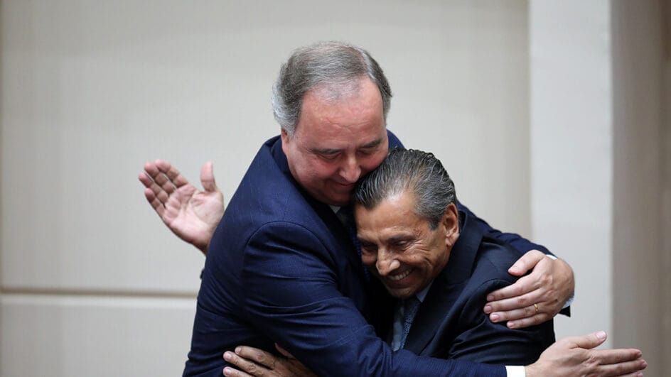Kennedy Nunes, novo secretário da Casa Civil do governo Jorginho (à esquerda) e Julio Garcia, novo presidente da Alesc (Foto: Lucas Amorelli, NSC Total)