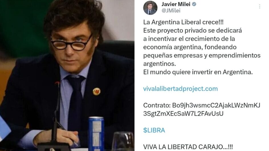 Milei fez postagem sobre criptomoeda que entrou em colapso, gerando crise política na Argentina (Fotos: Tânia Rêgo, Agência Brasil / X, Reprodução)