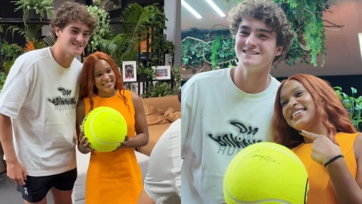 Rebeca Andrade encontra João Fonseca e faz alerta ao tenista