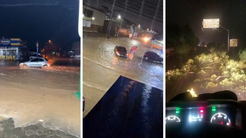 Temporal causou alagamentos em cidades do Norte de SC (Foto: Reprodução, redes sociais)