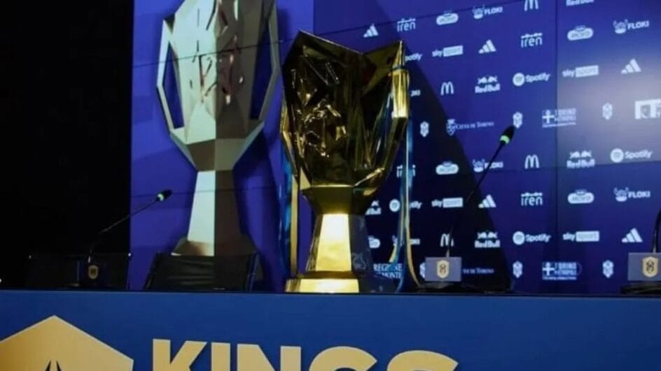 Imagem mostra o troféu em uma mesa e com fundo azul