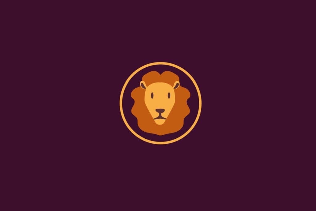 Ilustra&ccedil;&atilde;o em amarelo com fundo roxo do signo de Le&atilde;o