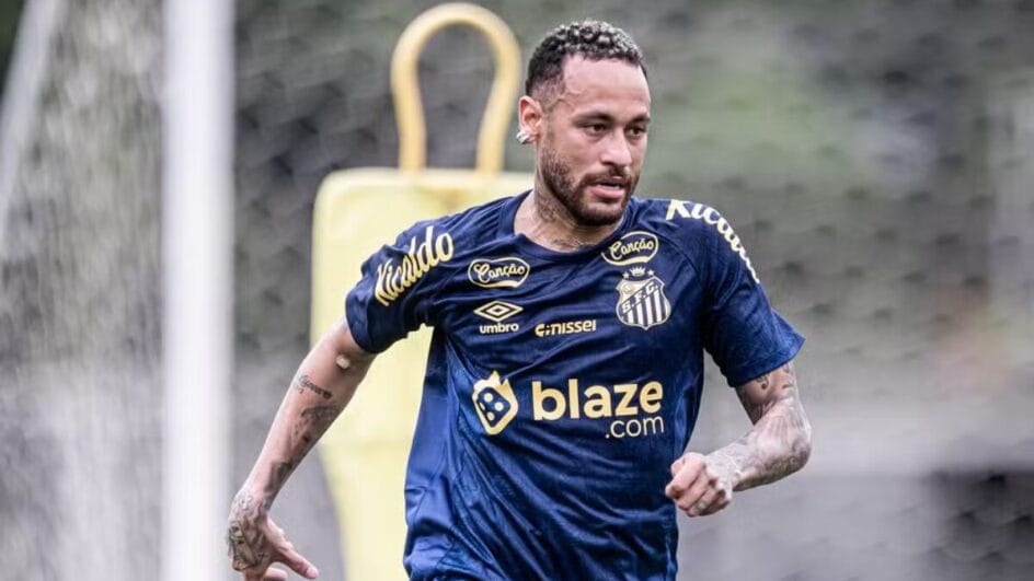 Neymar no primeiro dia de treino no CT Rei Pelé (Foto: Divulgação, Santos FC, Raul Baretta)