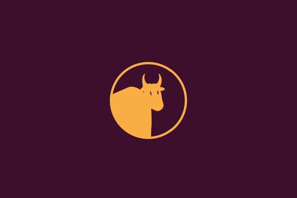 Ilustra&ccedil;&atilde;o em amarelo com fundo roxo do signo de Touro