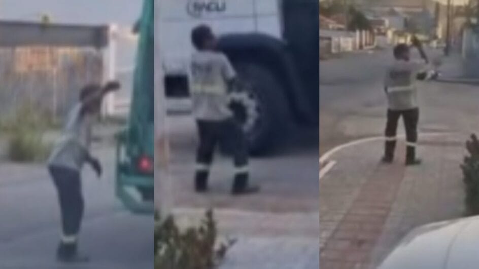 Gari dançarino rouba a cena enquanto coleta o lixo nas ruas de cidade de SC