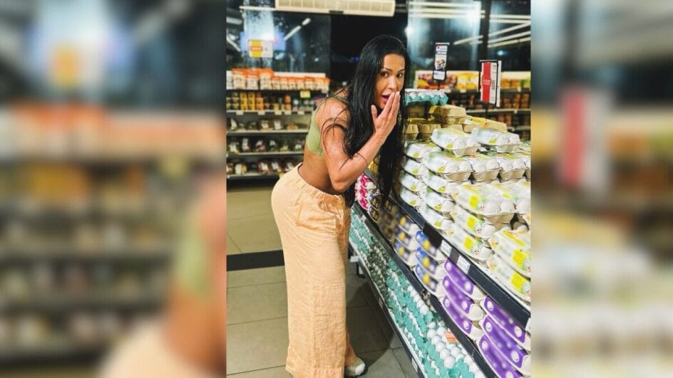 Fora do BBB 25, Gracyanne Barbosa vai às compras e se assusta com o preço do ovo “Tô chocada”