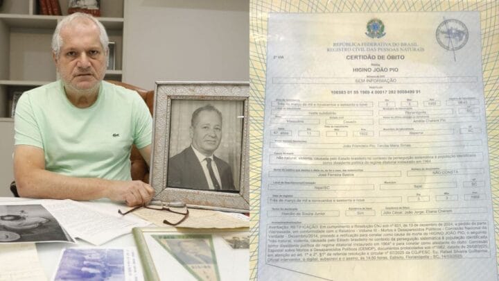 Filho de Higino, Julio Cesar Pio (à esquerda na foto), aguardava certidão atualizada de óbito do pai (Fotos: Patrick Rodrigues, NSC Total / Divulgação)