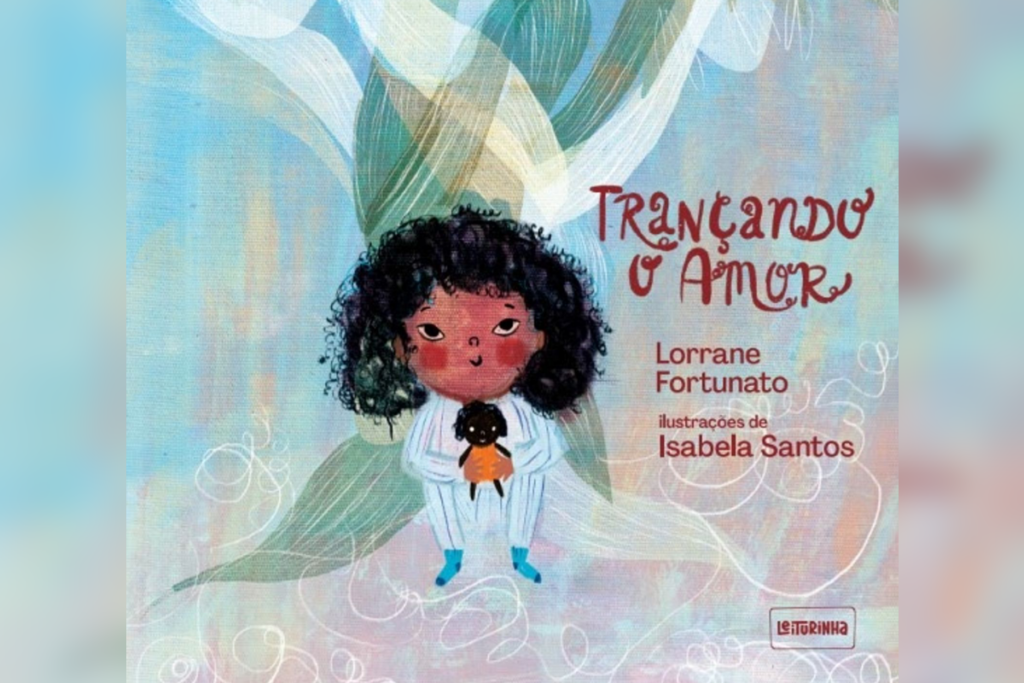 Em “Trançando o Amor”, Conceicinha se conecta com suas raízes e descobre o carinho por trás do ritual de trançar os cabelos (Imagem: Editora Leiturinha | Ilustrações de Isabela Santos)