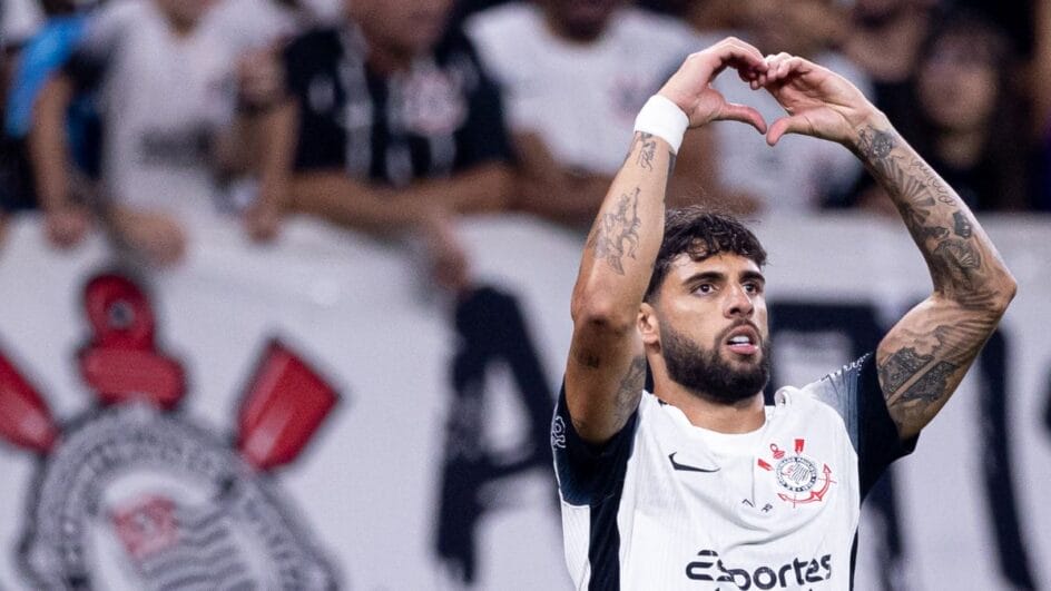 Imagem mostra Yuri Alberto com a camisa do Corinthians