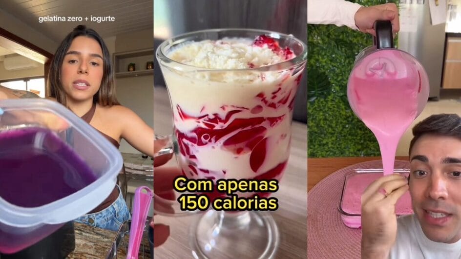 as receitas com gelatina estão em alta no TikTok para serem usadas nas dietas
