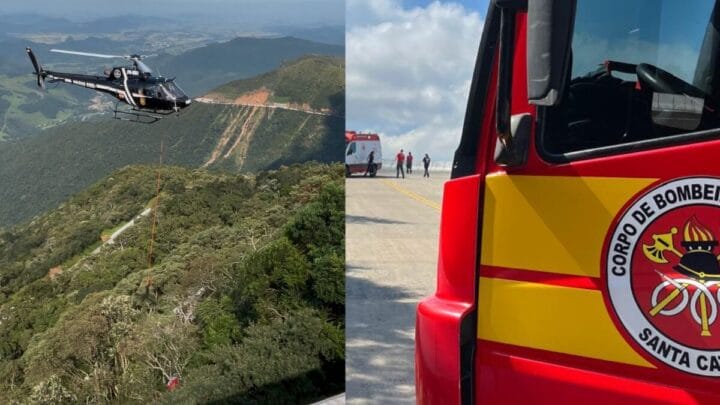 Aeronave tirou corpo da vítima das árvores (Foto: Corpo de Bombeiros Militar)