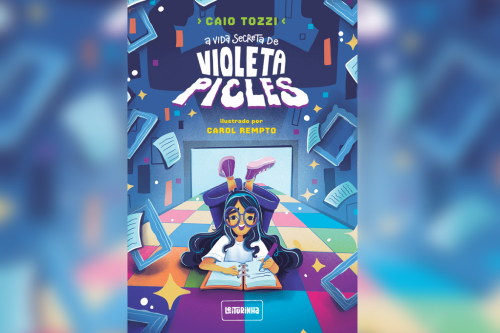 Em “A Vida Secreta de Violeta Picles”, Violeta encontra inspiração em seu caderno secreto e transforma sua escrita em uma grande aventura (Imagem: Editora Leiturinha | Ilustrações de Carol Rempto)