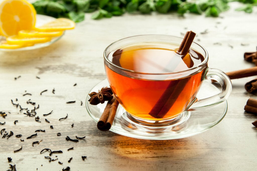 Ch&aacute; de anis-estrelado, canela e cravo-da-&iacute;ndia (Imagem: Roman Rvachov | Shutterstock)