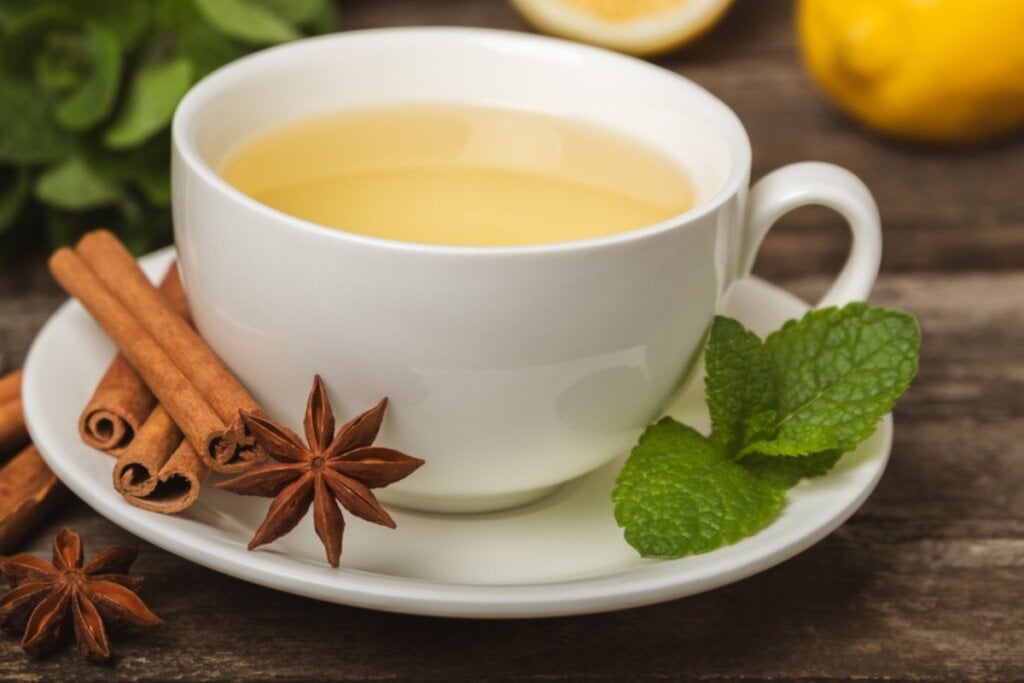 Ch&aacute; de canela com lim&atilde;o e anis-estrelado  (Imagem: Avocado_studio | Shutterstock)