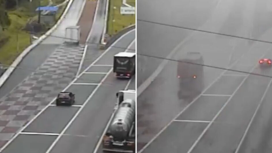 Dois caminhões sem freios usaram a mesma área de escape durante uma tarde (Foto: Arteris Litoral Sul)