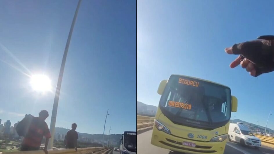 Guarda tem reação inusitada ao ver homens em risco em ponte de Florianópolis