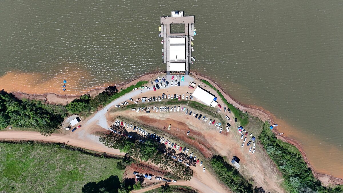 Estrutura que será usada na Represa Garibaldi, para a realização do XIX Circuito de Águas Abertas em Abdon Batista - (Foto: Prefeitura Municipal de Abdon Batista)