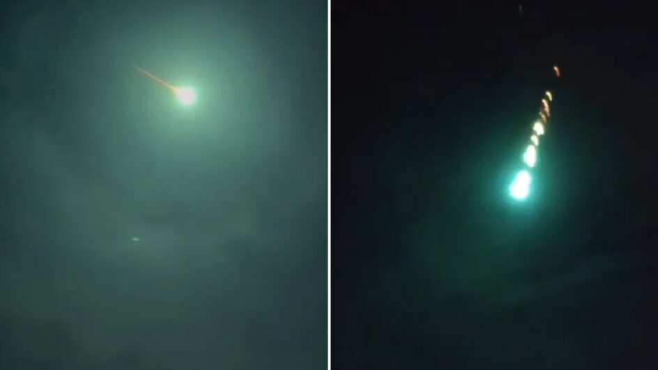 Meteoro verde foi registrado em SC (Foto: Reprodução, redes sociais)