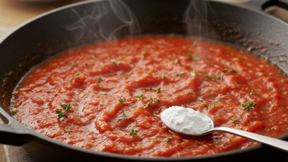 Por que você deve usar bicarbonato de sódio no molho de tomate ao preparar macarrão