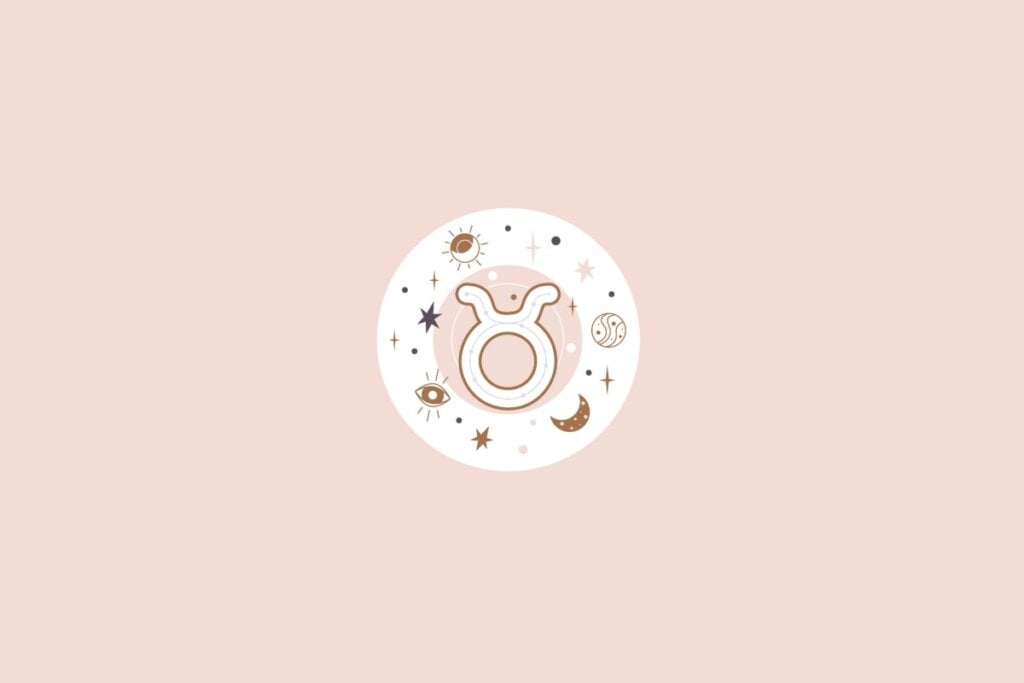 Ilustração do signo de Touro em um fundo rosa