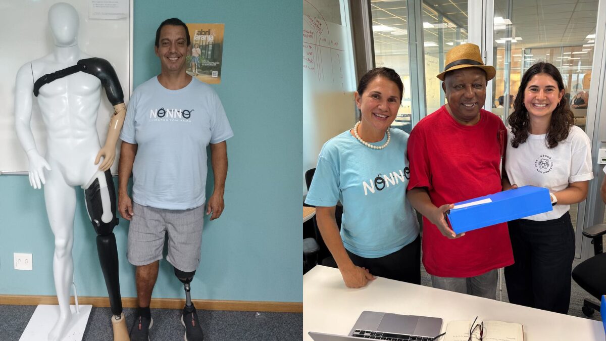 Giovani José dos Santos (esq) e Claudionor Rosa (dir), cliente da Nonno e participantes do programa RAMP