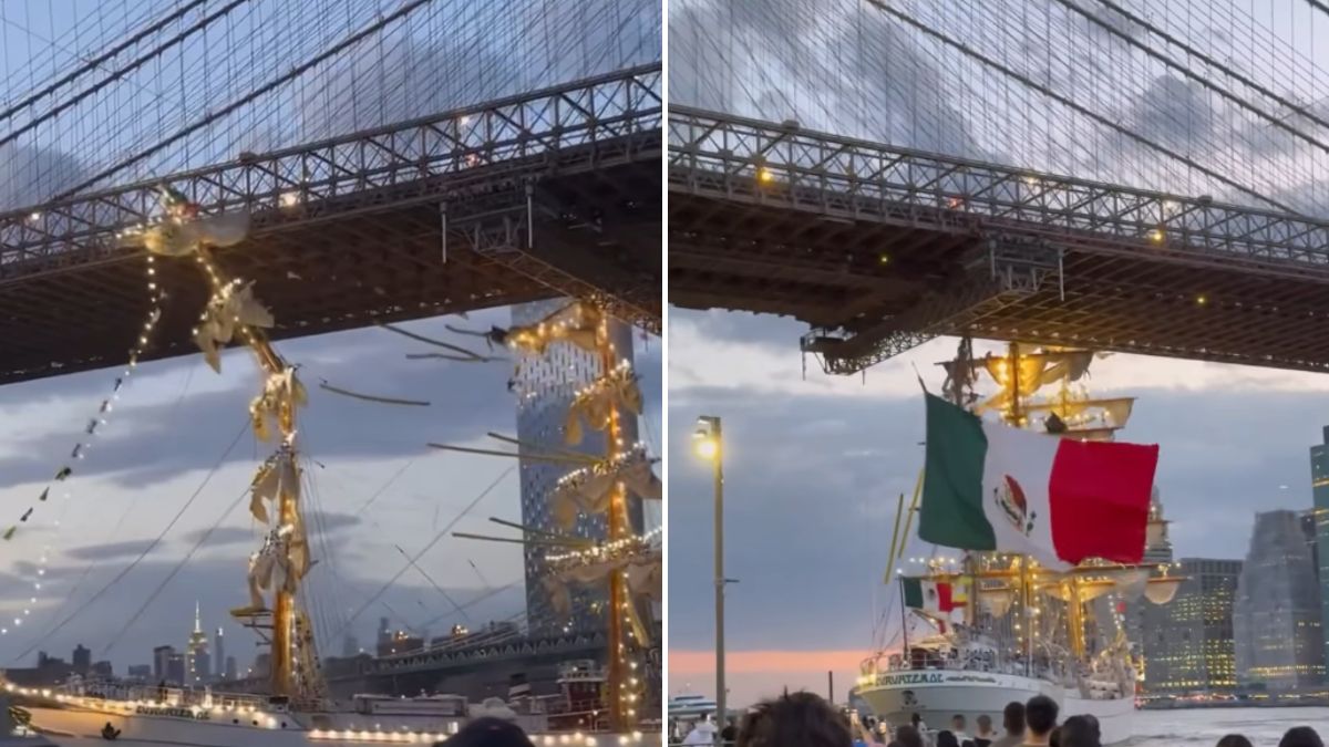Navio mexicano bateu em ponte nos EUA (Foto: Reprodução, redes sociais)