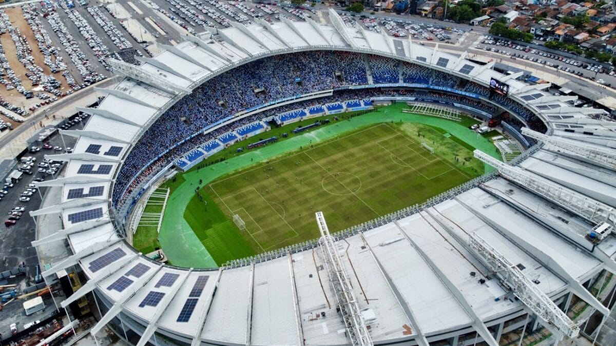 Imagem mostra Estádio Mangueirão visto de cima
