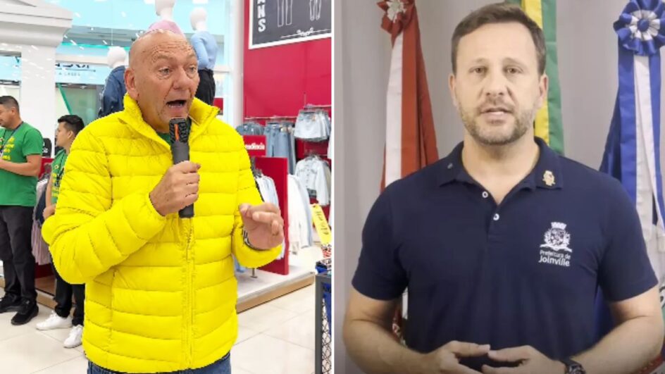 Prefeito de Joinville e Luciano Hang publicaram nas redes sociais (Foto: Reprodução, redes sociais)