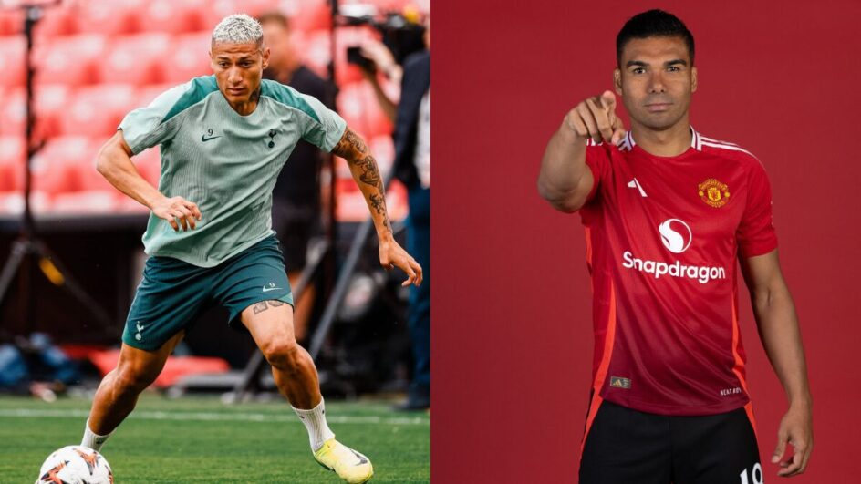 Richarlison e Casemiro se enfrentam em Tottenham x United pela final da Liga Europa - (Foto: Reprodução, Redes Sociais)