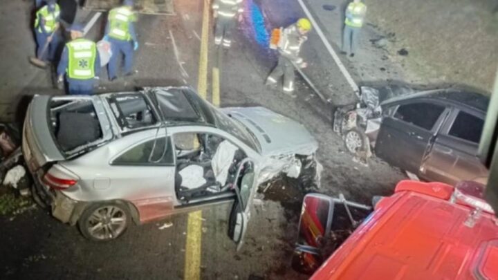 Acidente envolveu quatro veículos na BR-280 em Mafra (Foto: CBMSC, Divulgação)