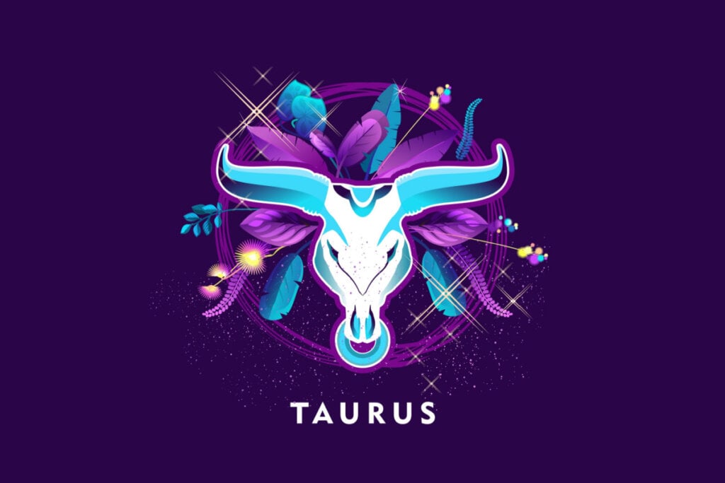 SÃmbolo do signo de Touro em um fundo roxo