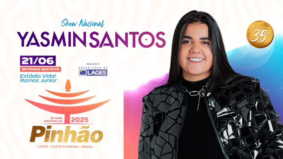 Yasmin Santos, fenômeno do sertanejo no Brasil, é confirmada na Festa do Pinhão de Lages 2025