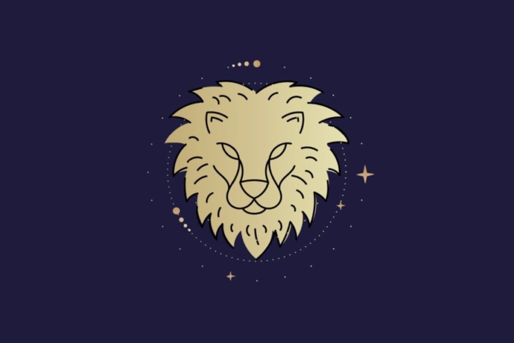 IlustraÃ§Ã£o com fundo azul do signo de LeÃ£o