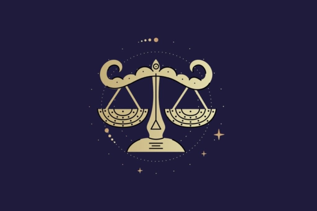 IlustraÃ§Ã£o com fundo azul do signo de Libra