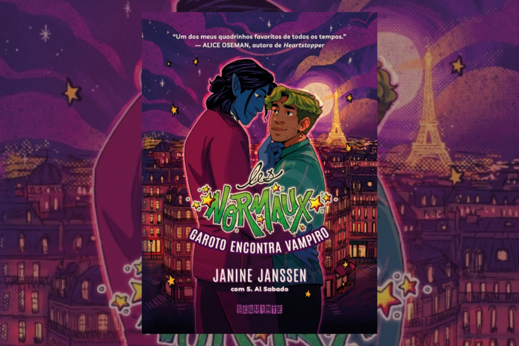 Em “Les Normaux: garoto encontra vampiro”, Sébastien e Elia lidam com a atração, os medos e as dúvidas que cercam o seu relacionamento (Imagem: Reprodução digital | Editora Seguinte)