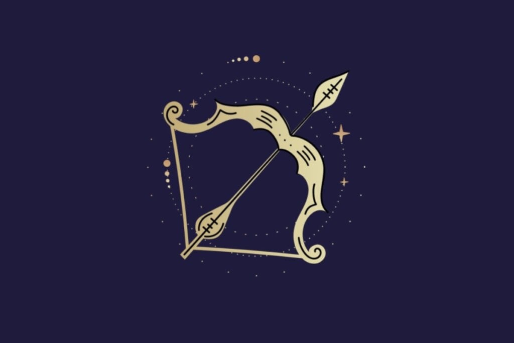 IlustraÃ§Ã£o com fundo azul do signo de SagitÃ¡rio