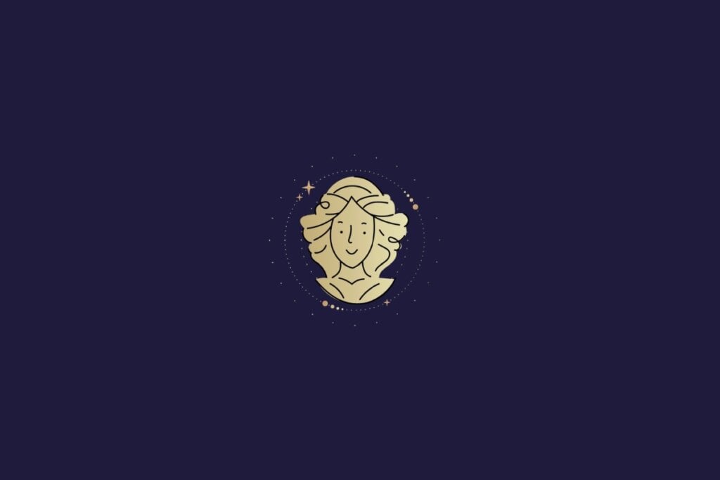 IlustraÃ§Ã£o com fundo azul do signo de Virgem