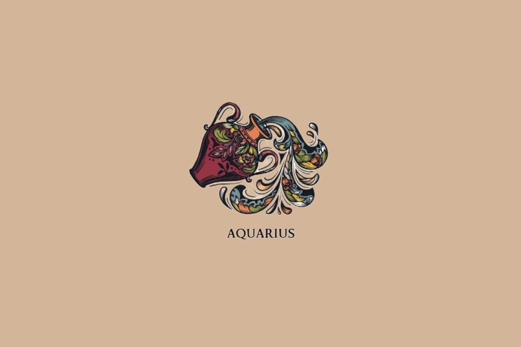 Ilustração do sÃmbolo de Aquário com um vaso inclinado despejando água