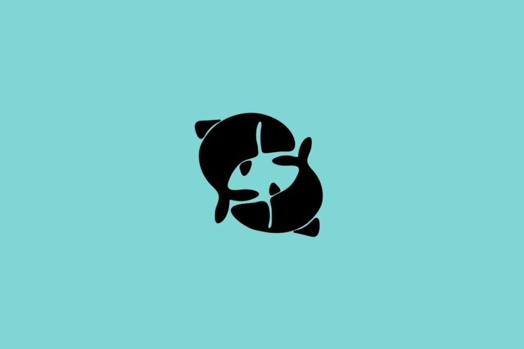 Ilustração do signo de Peixes com dois peixes nadando em cÃrculos