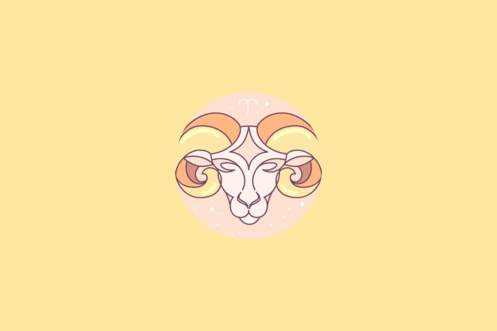 SÃmbolo do signo de Ãries em um fundo laranja