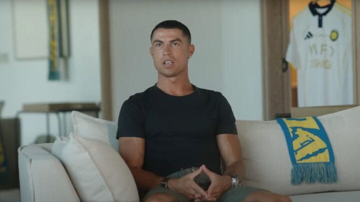 Cristiano Ronaldo concedeu entrevista ao Al Nassr após renovar o contrato (Foto: Al Nassr FC, Reprodução)