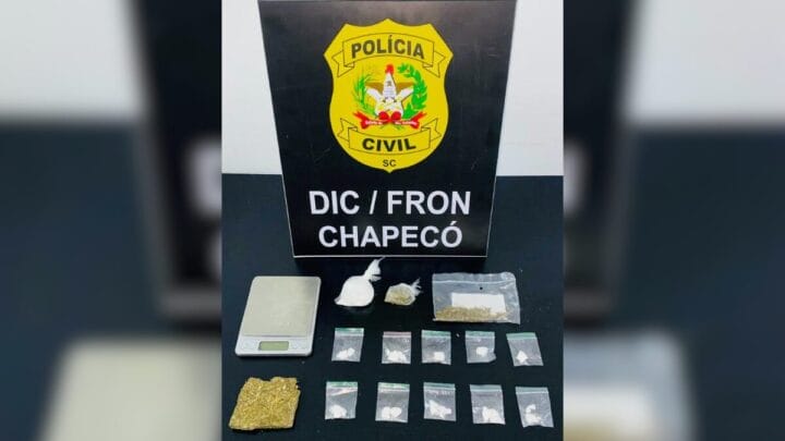 Cozinha de bar escondia depósito de drogas e casal é preso em Chapecó