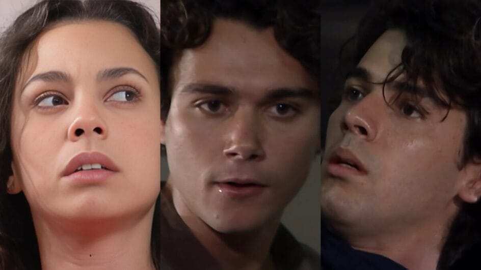 Joyce nem imagina que Caio vai atacar Bruno e os dois vão brigar com socos em História de Amor