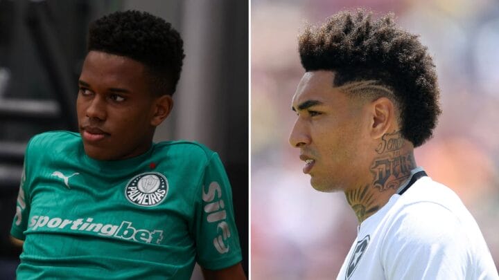 Estêvão e Igor Jesus são os nomes mais valiosos do confronto (Foto: Cesar Greco, Palmeiras e Vitor Silva, Botafogo)