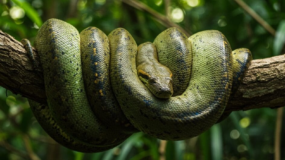 Considerada a cobra mais pesada do mundo, sucuris são nativas da América do sul (Foto: Gerada por IA)