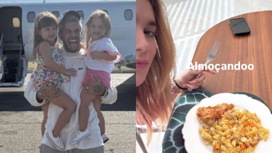 Zé Felipe almoça com a filhas sem Virgínia e reforça rumores de que ex-casal vive em casas separadas